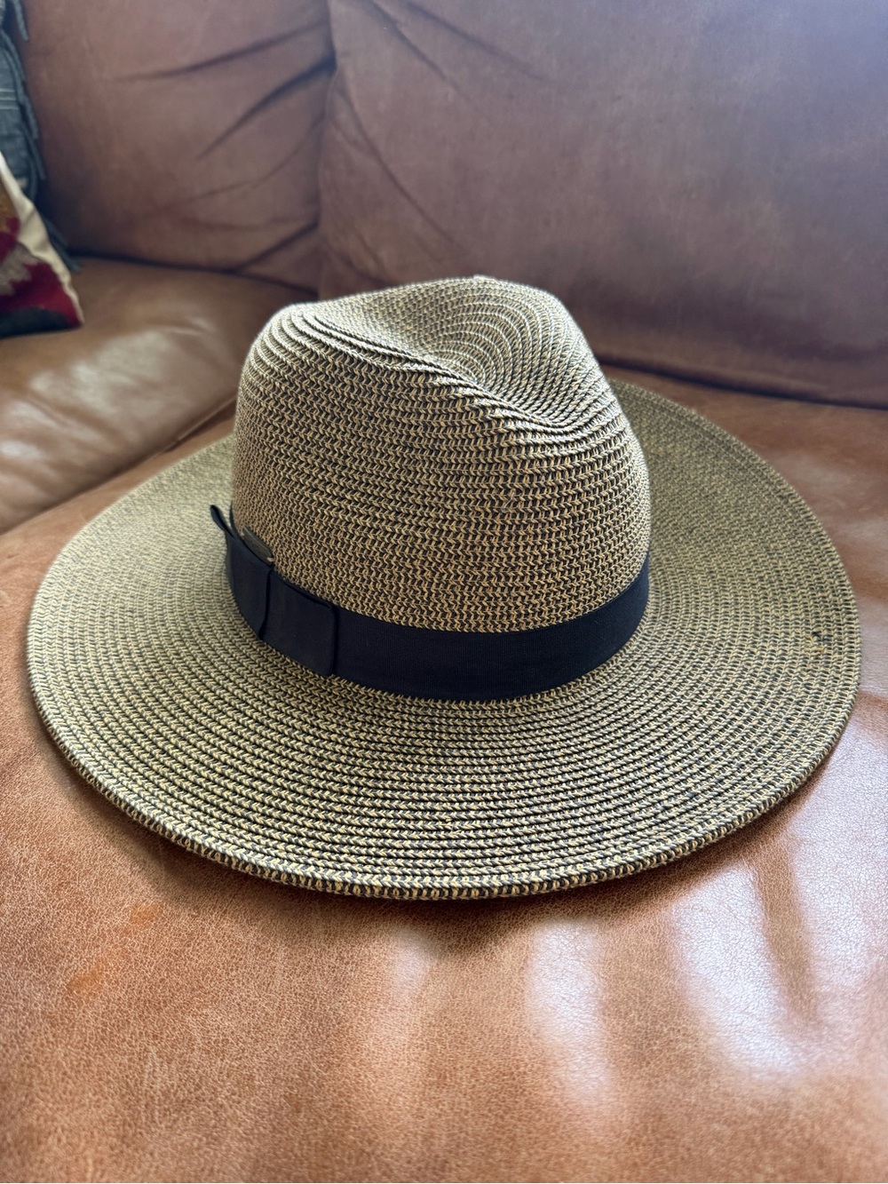 Women’s Sun n Sand Straw Fedora with Black Band - Never Worn